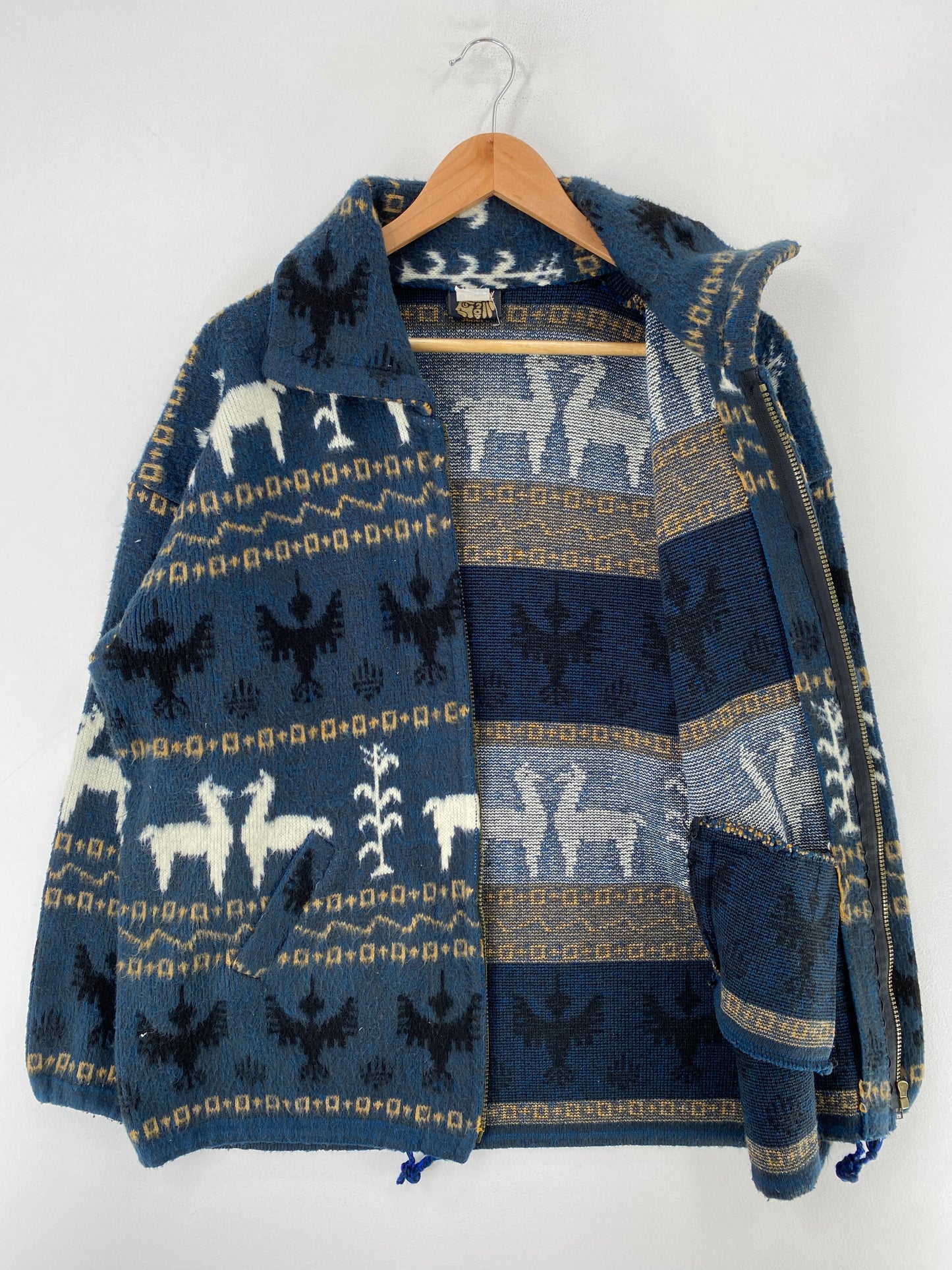 Vintage ALPACA Size Approx. M Zip-up Acrylic Knit Jacket / G4469J