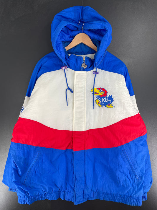 90’s UNIVERSITY OF KANSAS Size XL College Padded Nylon Jacket / F3463N