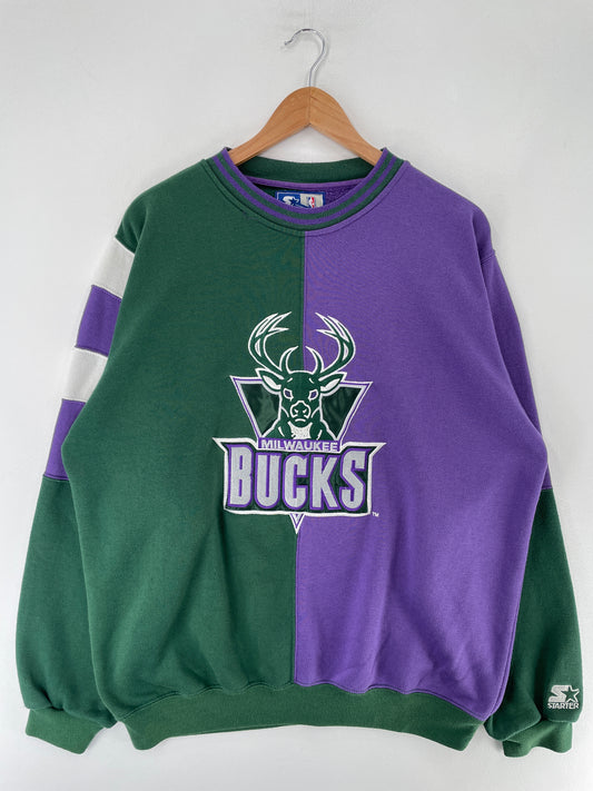 90’s STARTER x MILWAUKEE BUCKS Size L NBA Sweat-shirt / F4607S