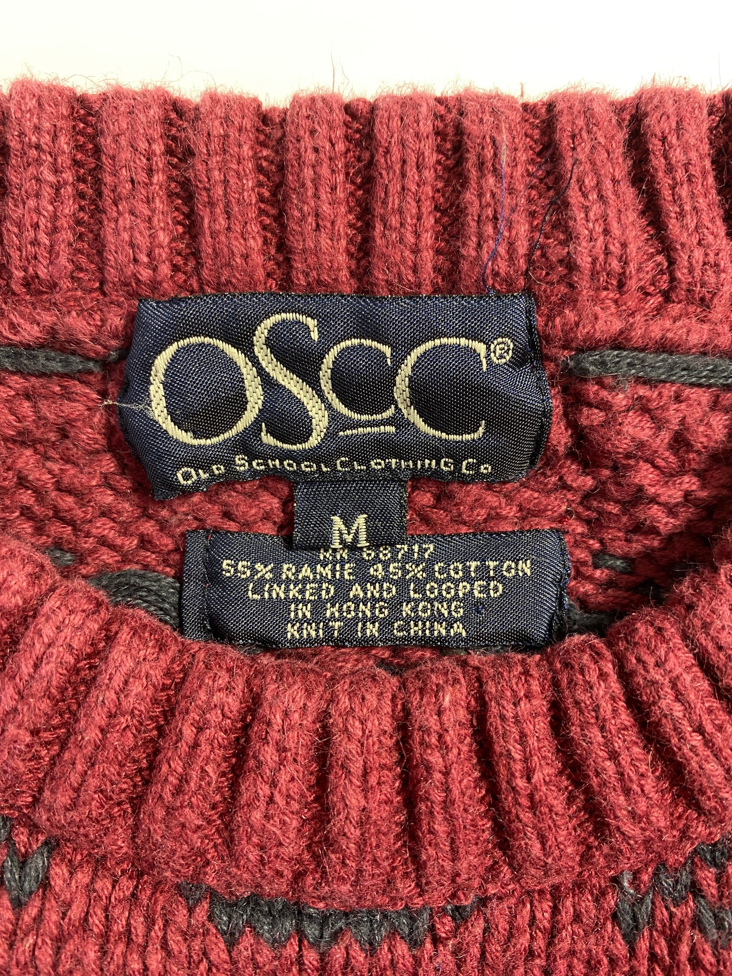 Vintage OLD SCHOOL CLOTHING Size M Cotton Knit Sweater / F6611K