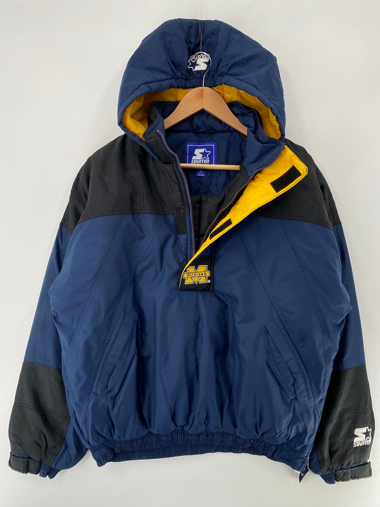 90's Kids STARTER x MICHIGAN Size Boys XL College Padded Nylon Jacket / F8402N