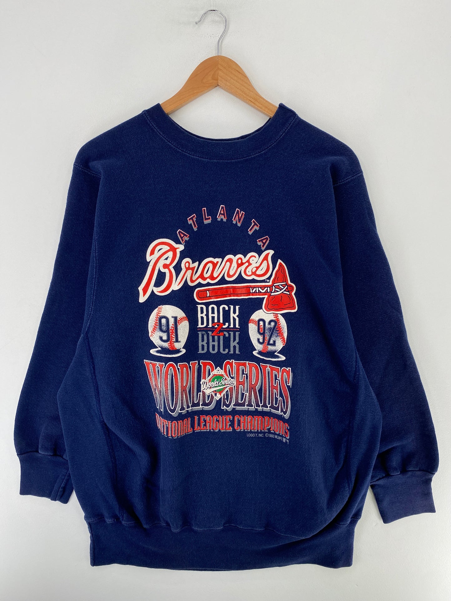 1992 ATLANTA BRAVES Made in USA Size XL Vintage MLB Sweat-Shirt / G529S