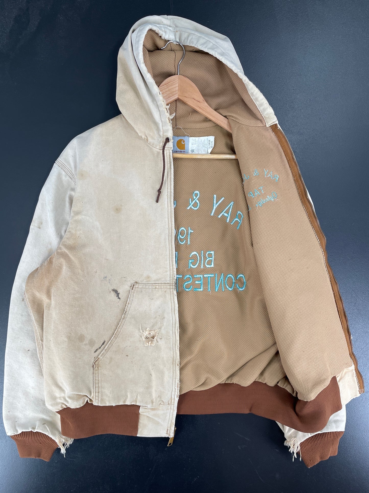 .90's CARHARTT Made in USA Size XL Vintage Zip-Up Hoodie Duck Jacket / F3633J