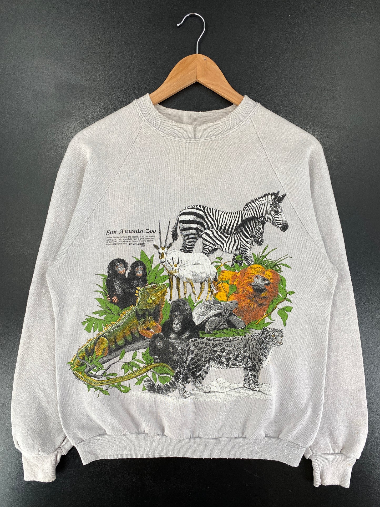 1987 SAN ANTONIO ZOO Made in USA Size L Vintage Animal Sweat-shirt / G5855S