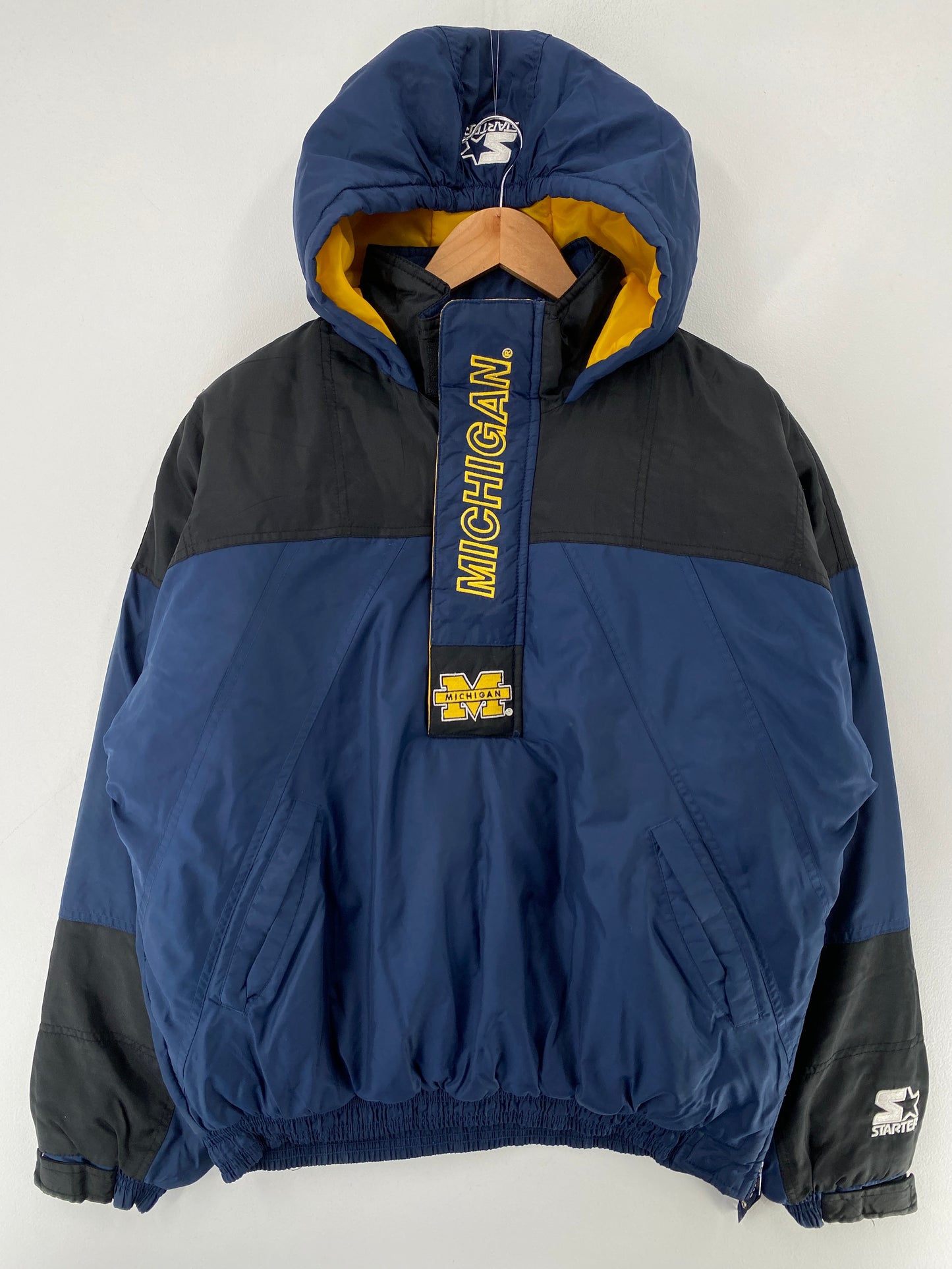 90's Kids STARTER x MICHIGAN Size Boys XL College Padded Nylon Jacket / F8402N