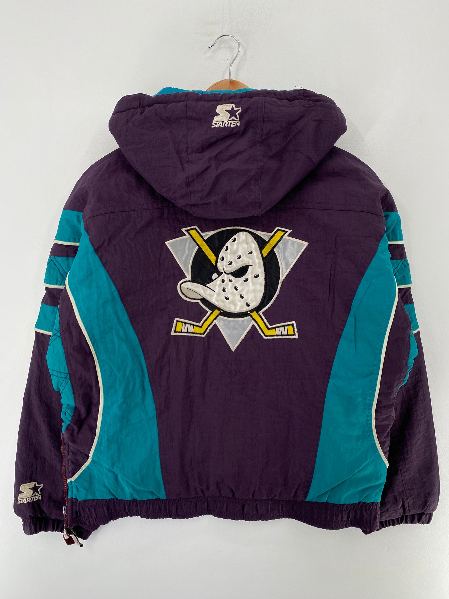90’s Kids STARTER x MIGHTY DUCKS Size Boys L NHL Padded Nylon Jacket / F8053N
