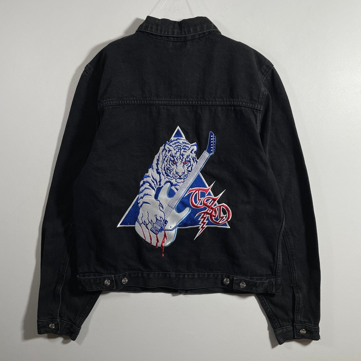 (Approx.M) 90’s TSO Rock Band Black Denim Jacket / A1322J