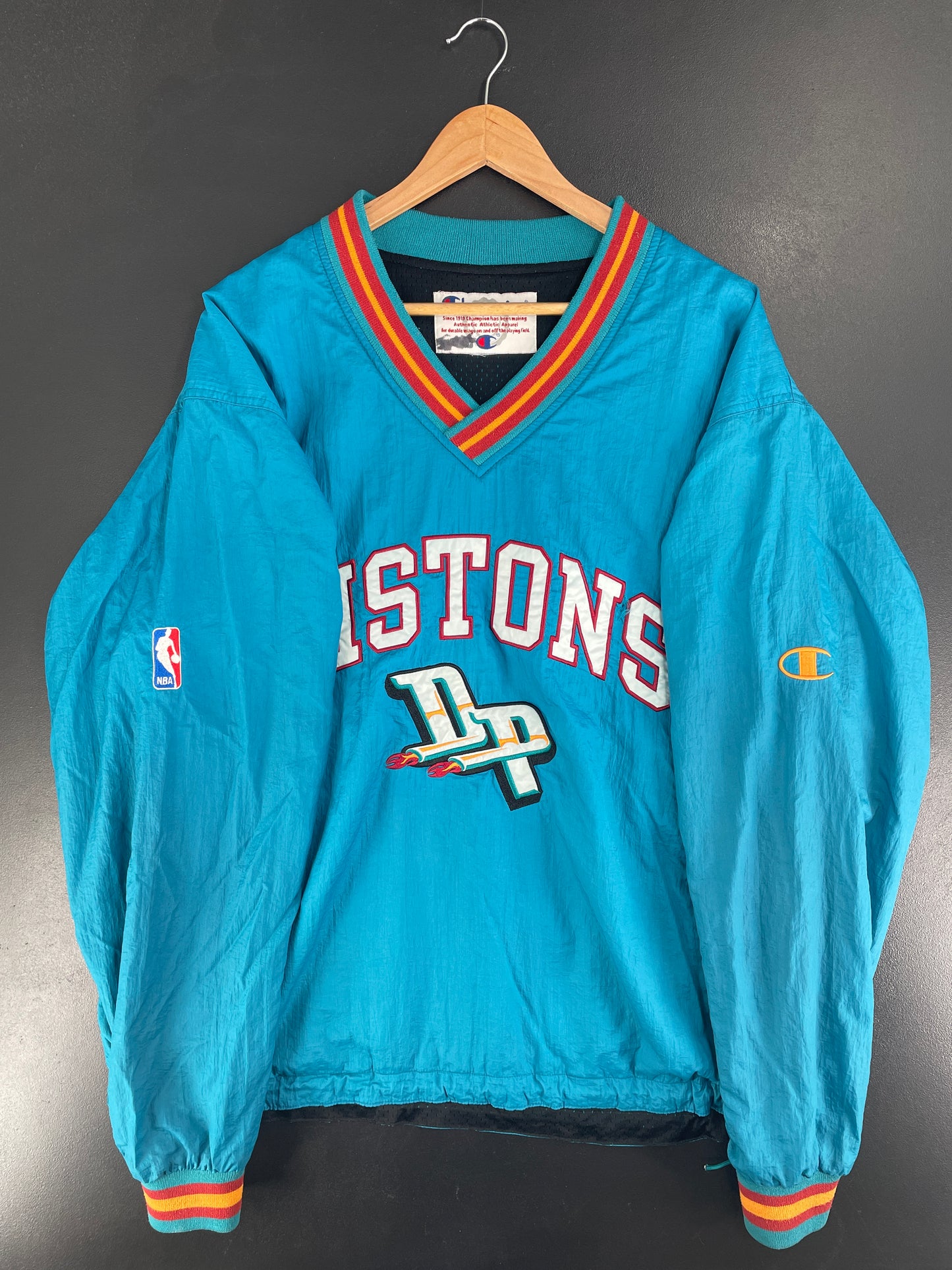 Vintage DETROIT PISTONS Size Approx. XL NBA Nylon Jacket / F5370N