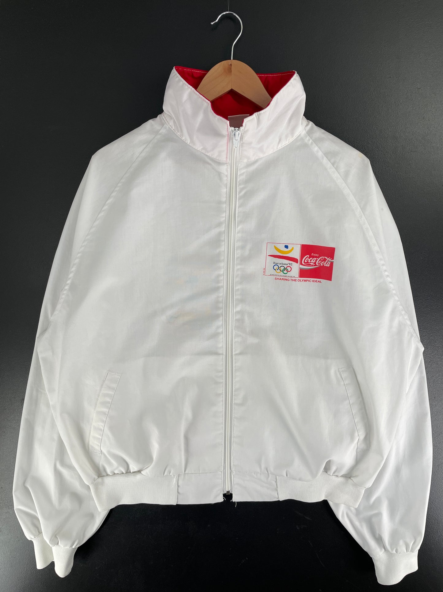1988 COCA COLA x BARCELONA OLYMPIC Made in USA Size XL Vintage Nylon Jacket / F7763N