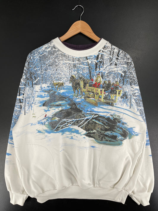 90’s SNOW FOREST Size Approx. XL Animal Sweat-Shirt / G5637S
