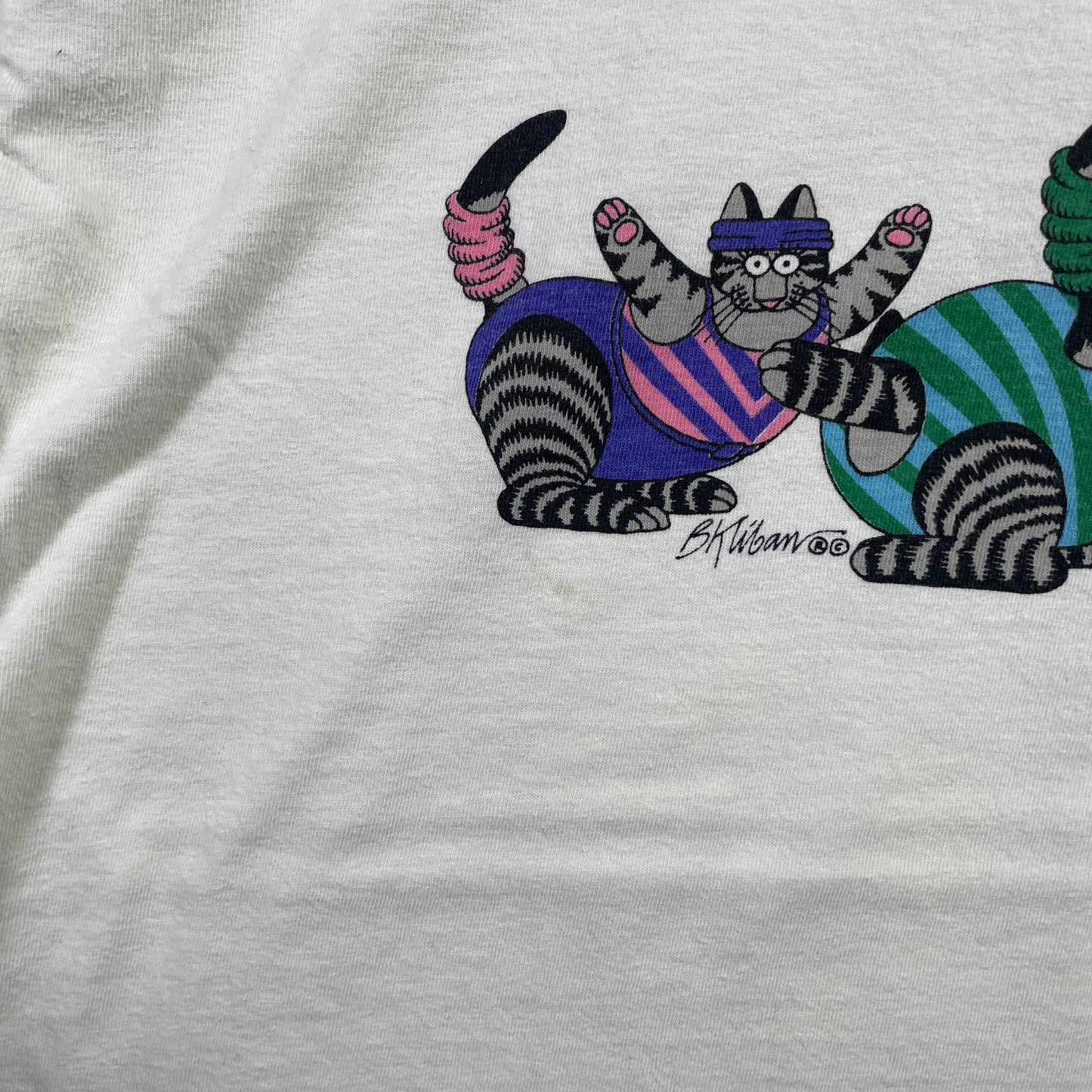 (XL) 80's CRAZY SHIRT FELINE FITNESS CENTER Vintage T-Shirt / A0813T