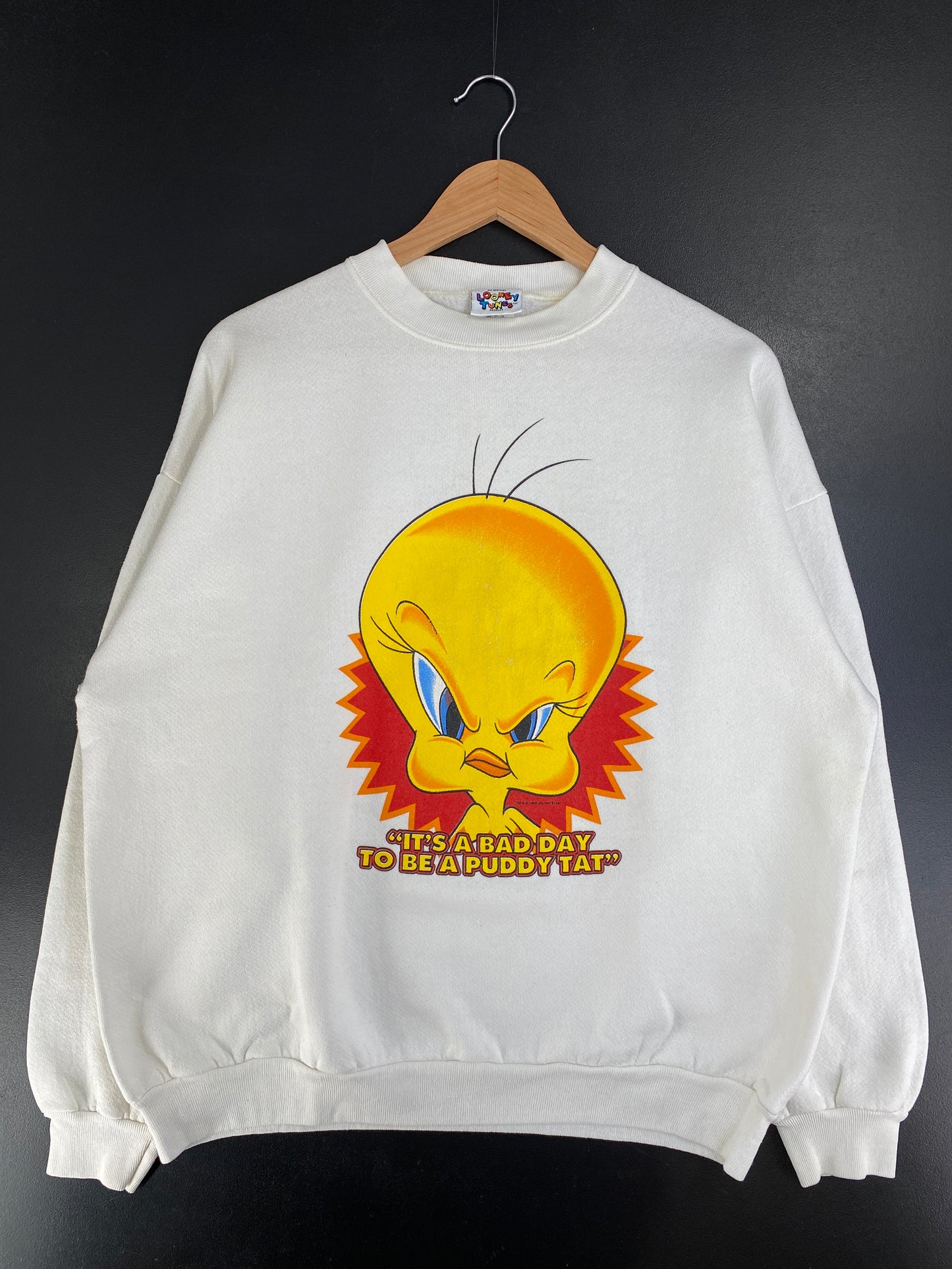 1996 LOONEY TUNES TWEETY Made in USA Size XL Vintage Sweat-shirt / G6829S