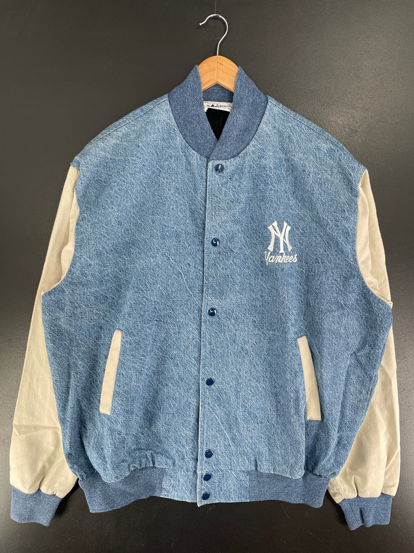 90’s Remake ADIDAS x NEW YORK YANKEES Size XL Vintage MLB Denim Jacket / F5927J