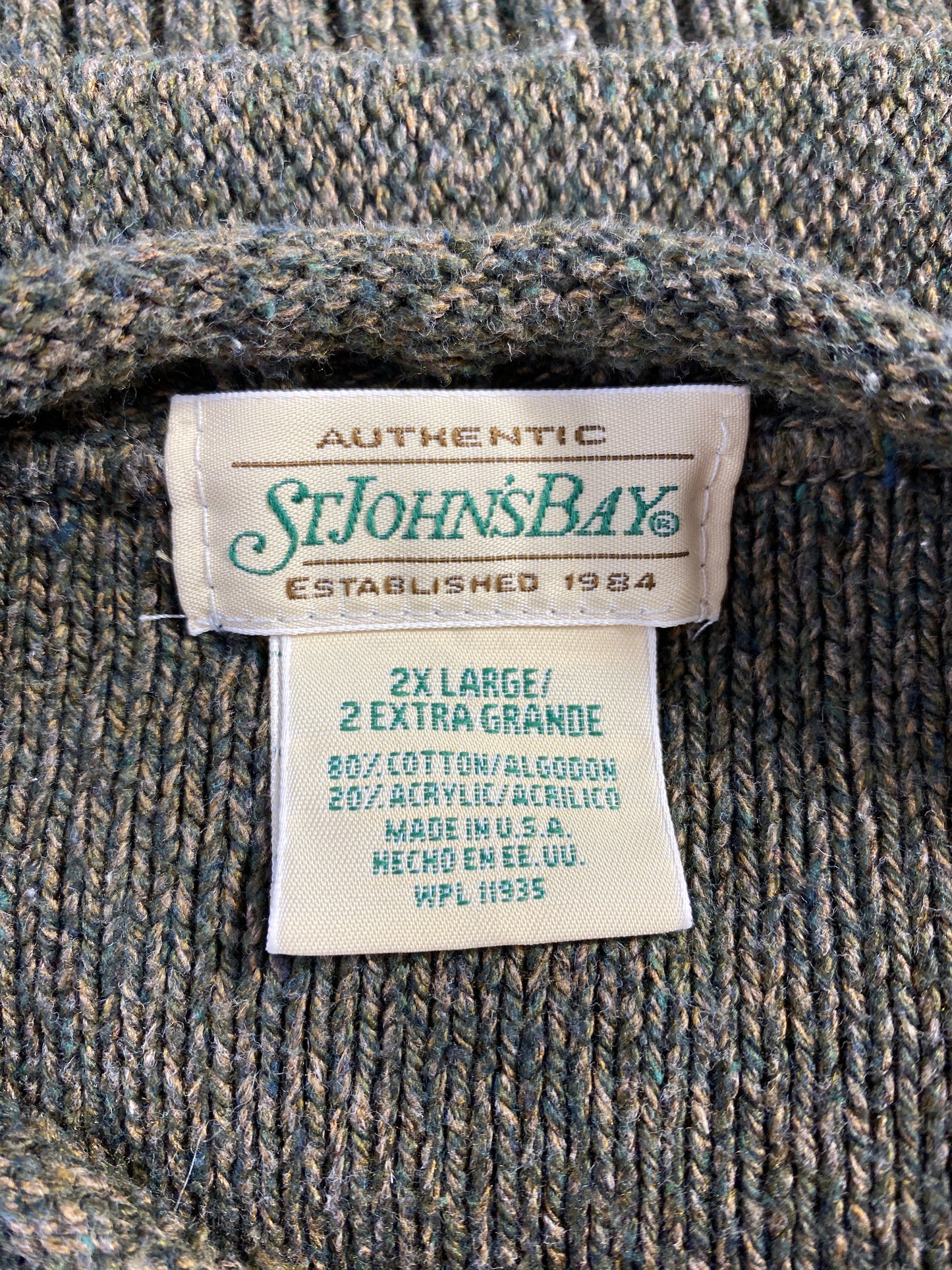 90's ST JOHN'S BAY Made in USA Size XXL Vintage Cotton Knit Sweater / G440K