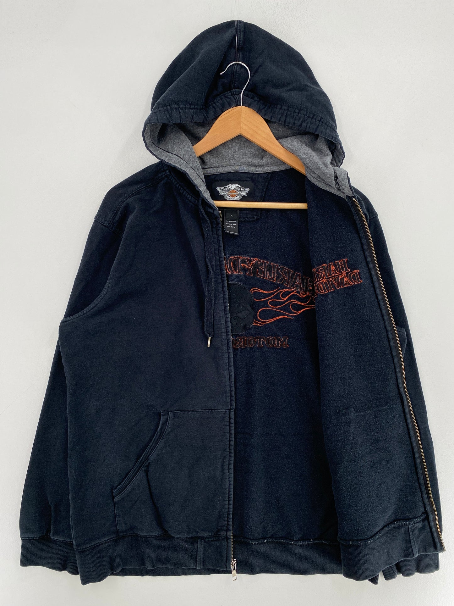 Vintage HARLEY DAVIDSON Size L Hoodie Sweat-Shirt / G1628S