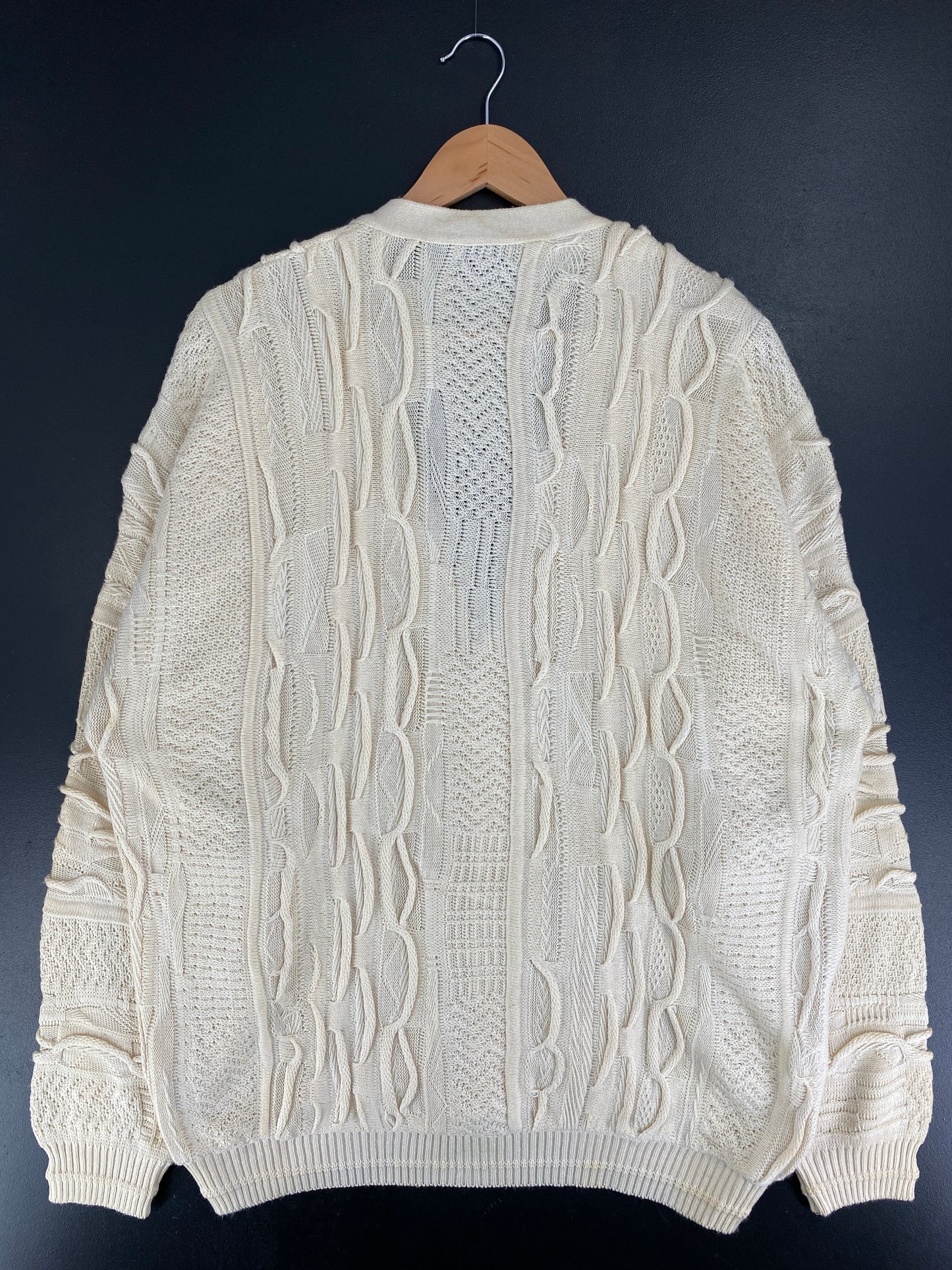 Vintage COOGI Style Button-Down Size XL Cotton 3D Knit Sweater / F8833K