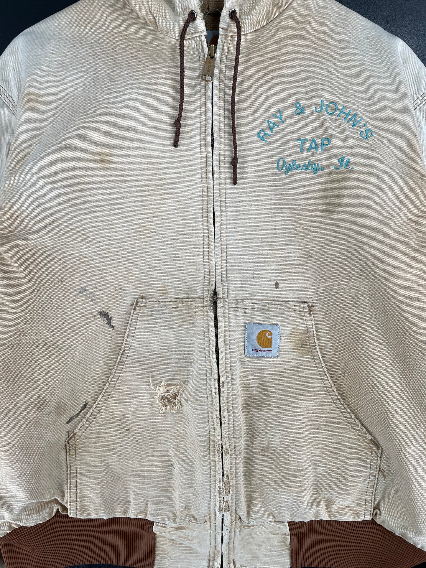 .90's CARHARTT Made in USA Size XL Vintage Zip-Up Hoodie Duck Jacket / F3633J