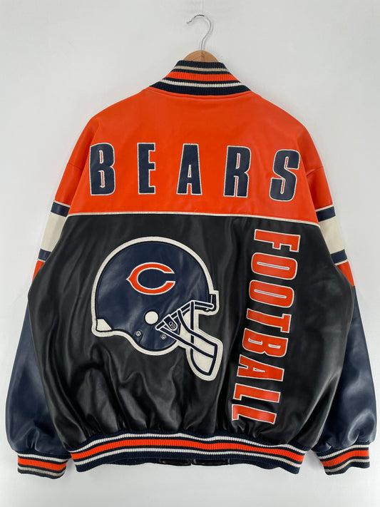 Vintage CHICAGO BEARS Size XL NFL Faux Leather Jacket / G5026J