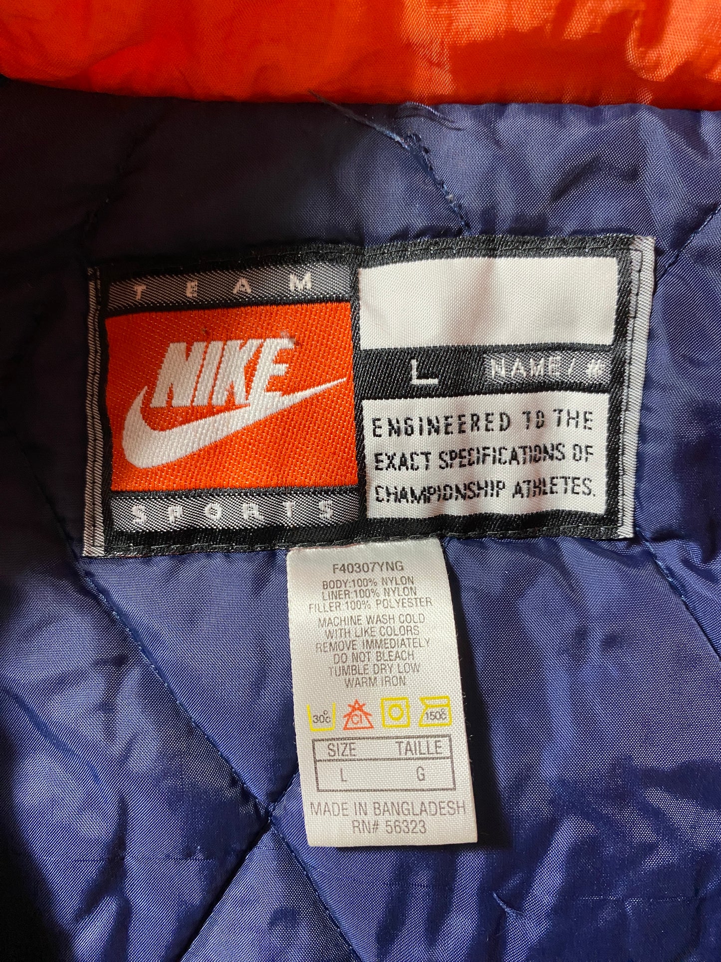 90’s NIKE x SYRACUSE Size L Padded Nylon Jacket / F4521N