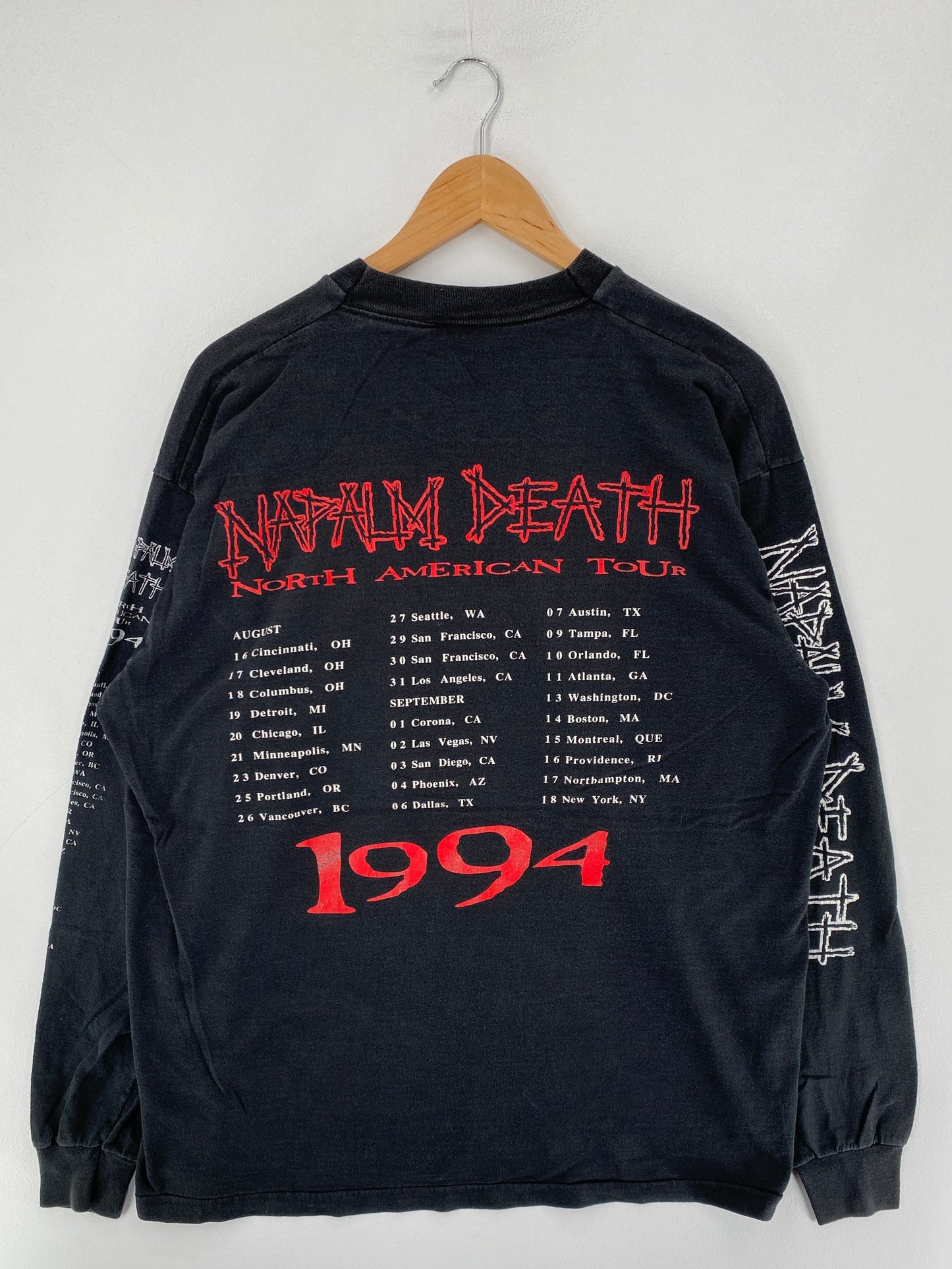 1994 NAPALM DEATH Made in USA Size XL Vintage Tour T-shirt / F2717T