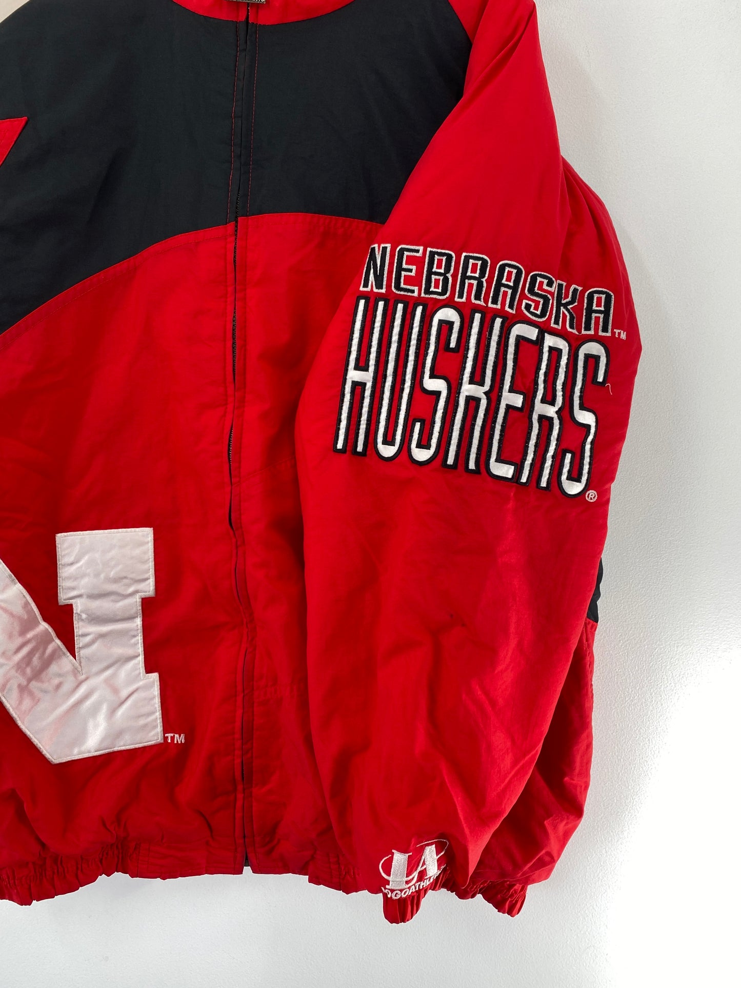 90’s NEBRASKA HUSKERS Size XL Padded Nylon Jacket / F4955J