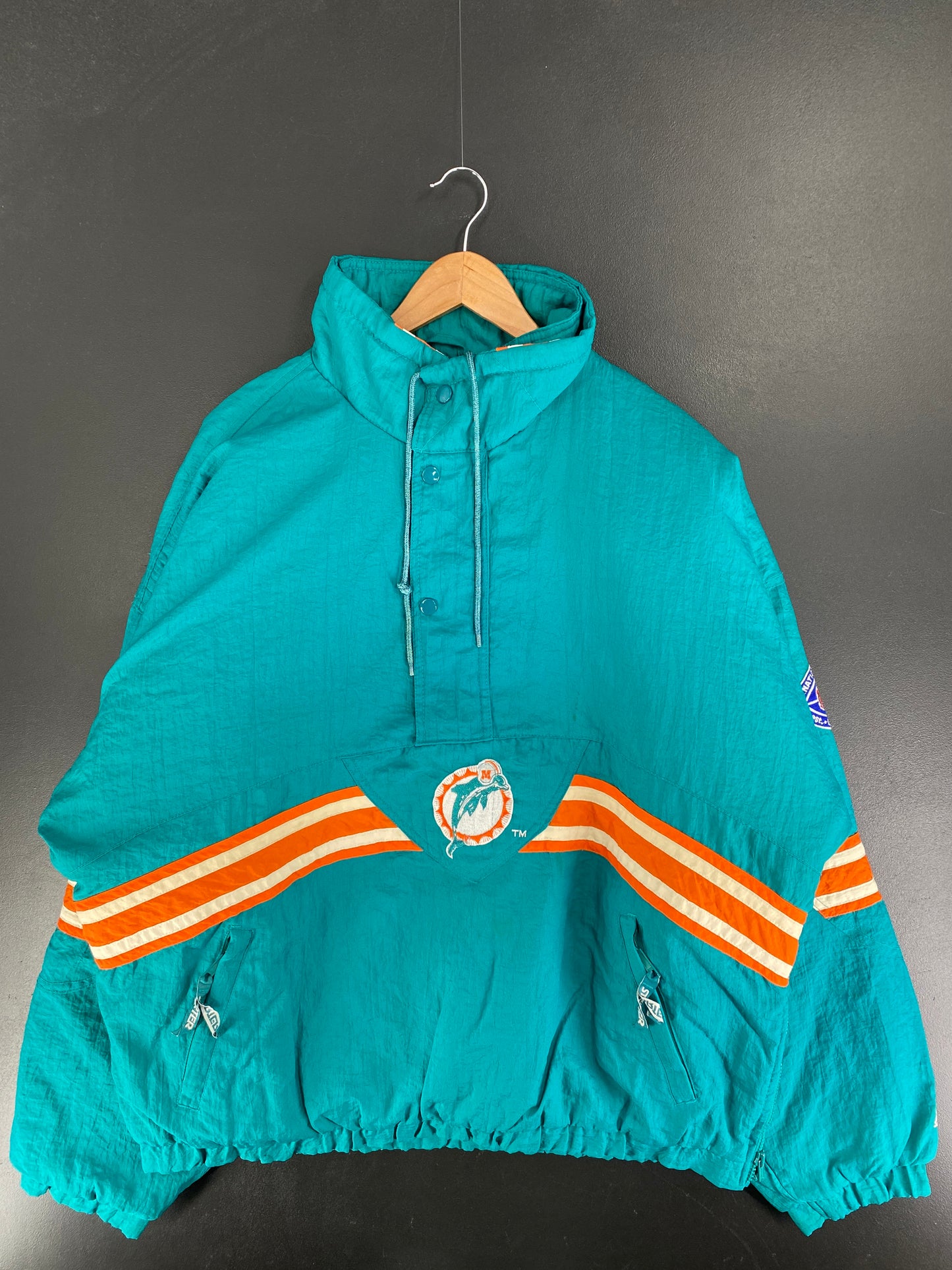 90’s STARTER x MIAMI DOLPHINS Size XL NFL Padded Nylon Jacket / F6659N