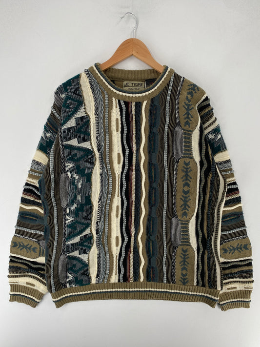Vintage 3D COOGI-STYLE Size L Cotton Knit Sweater / F3421K