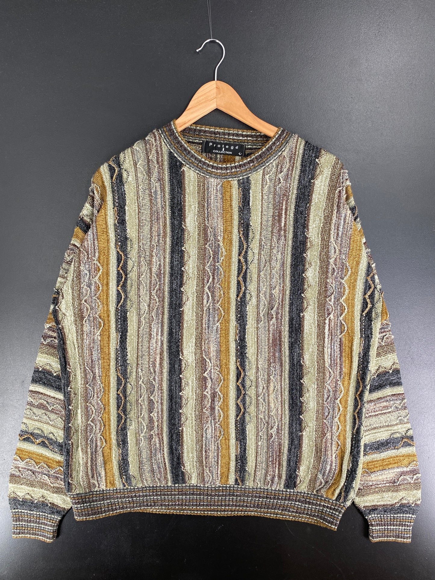 Vintage 3D COOGI-STYLE Made in USA Size L Cotton Knit Sweater / F4391K