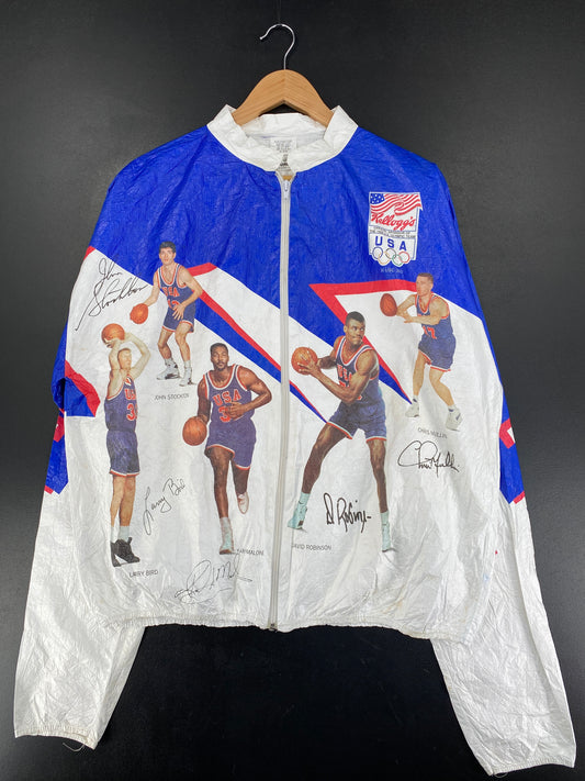1992 U.S OLYMPIC BASKET BALL Made in USA Size L Vintage Zip-Up Paper Jacket/ F9406J