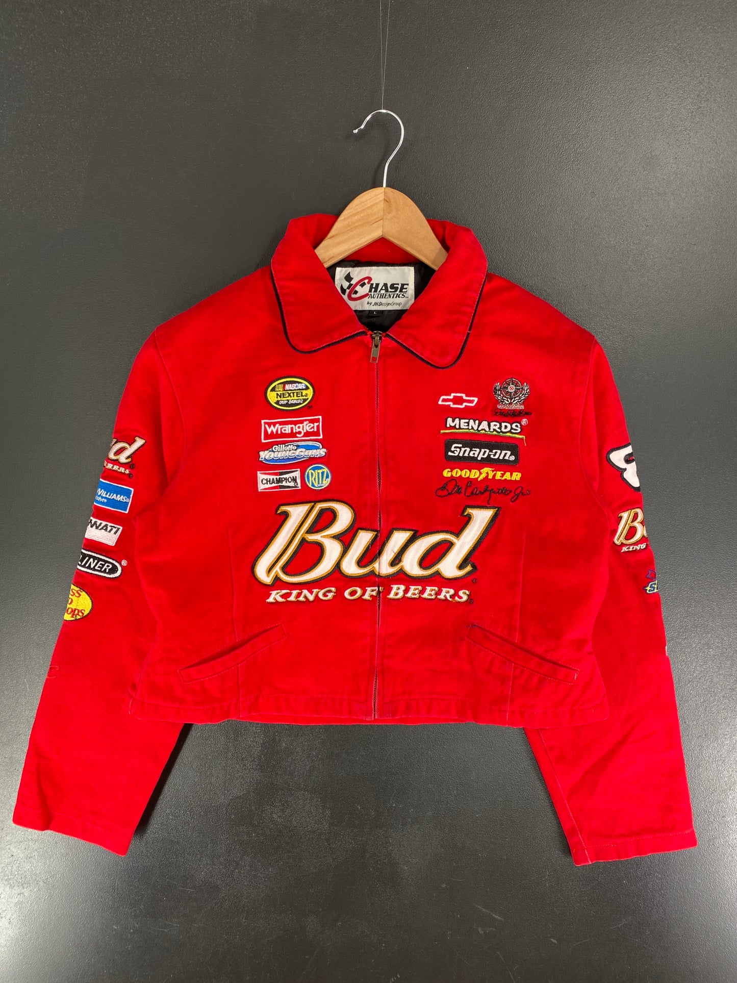 .Vintage BUDWEISER Size Ladies L Racing Jacket/ F4866J
