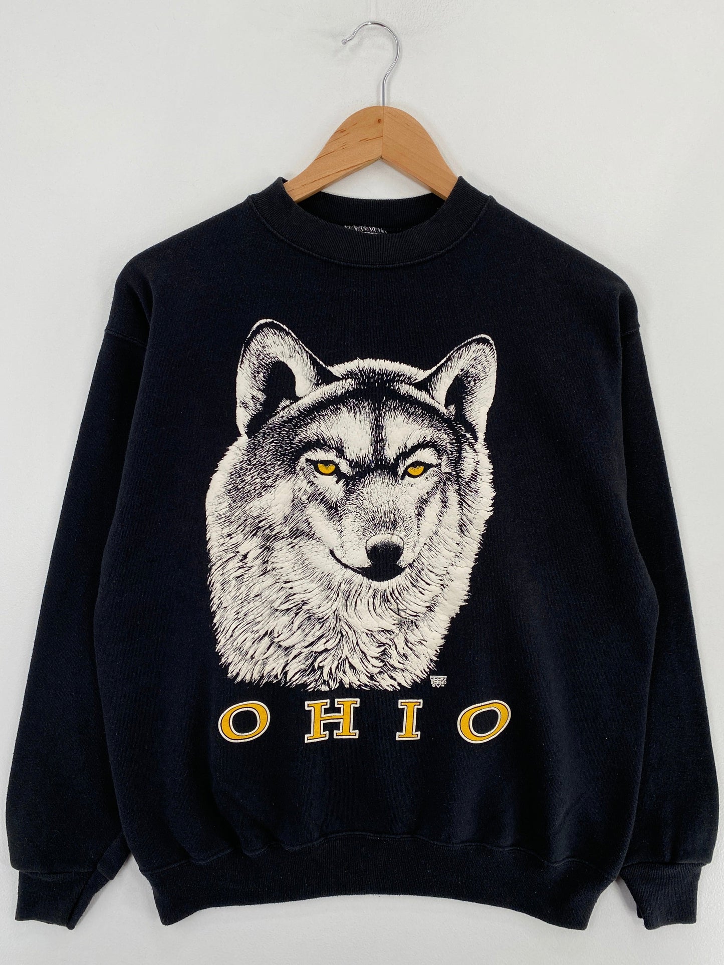 90's WOLF Made in USA Size M Vintage Animal Sweat-Shirt / G5469S