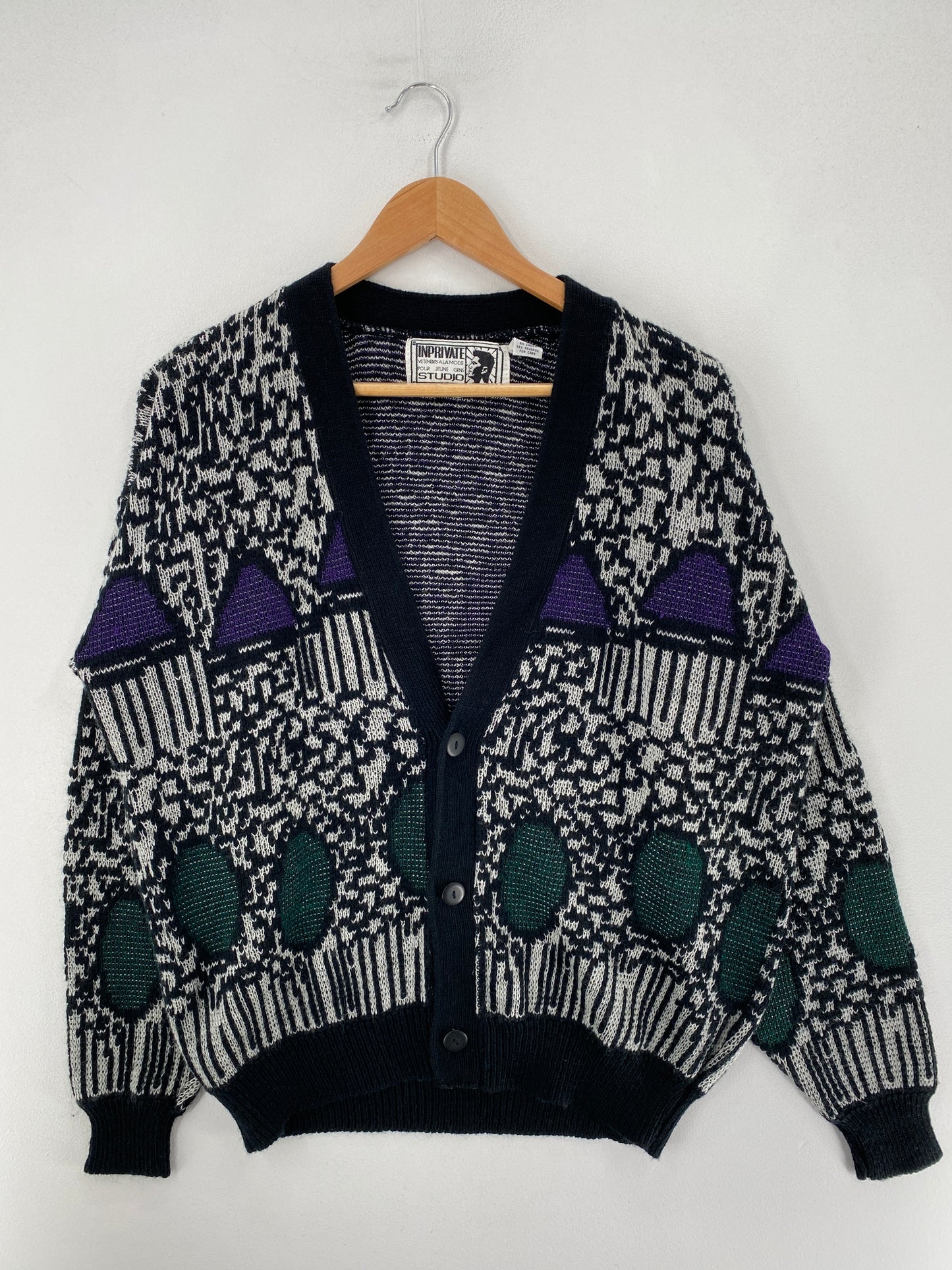 Vintage Cardigan Size L Acrylic Knit Sweater / F5965K