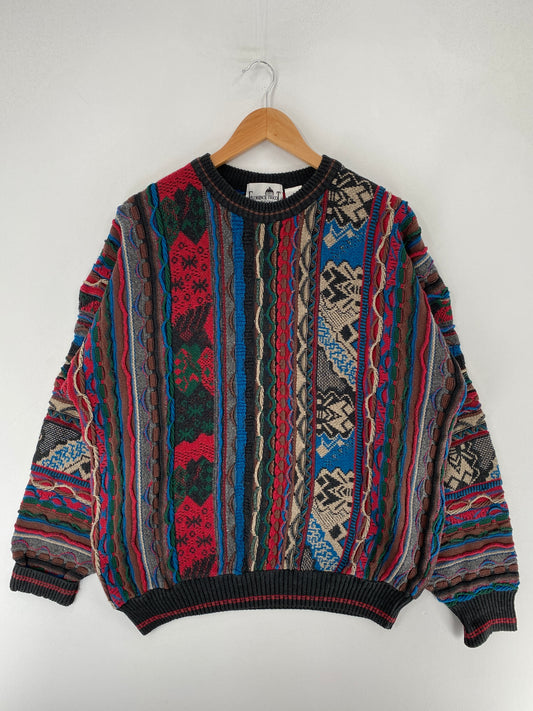 Vintage 3D COOGI-STYLE Size L Cotton Knit Sweater / F3420K