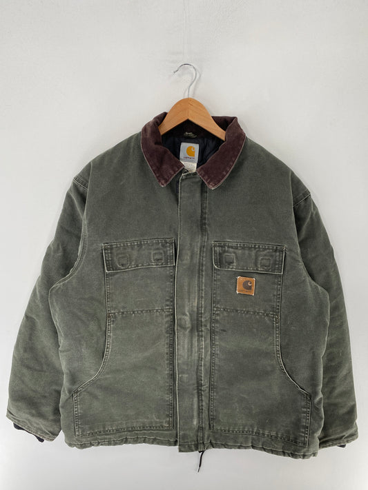 Vintage CARHARTT Size L Zip-Up Duck Jacket / F4987J