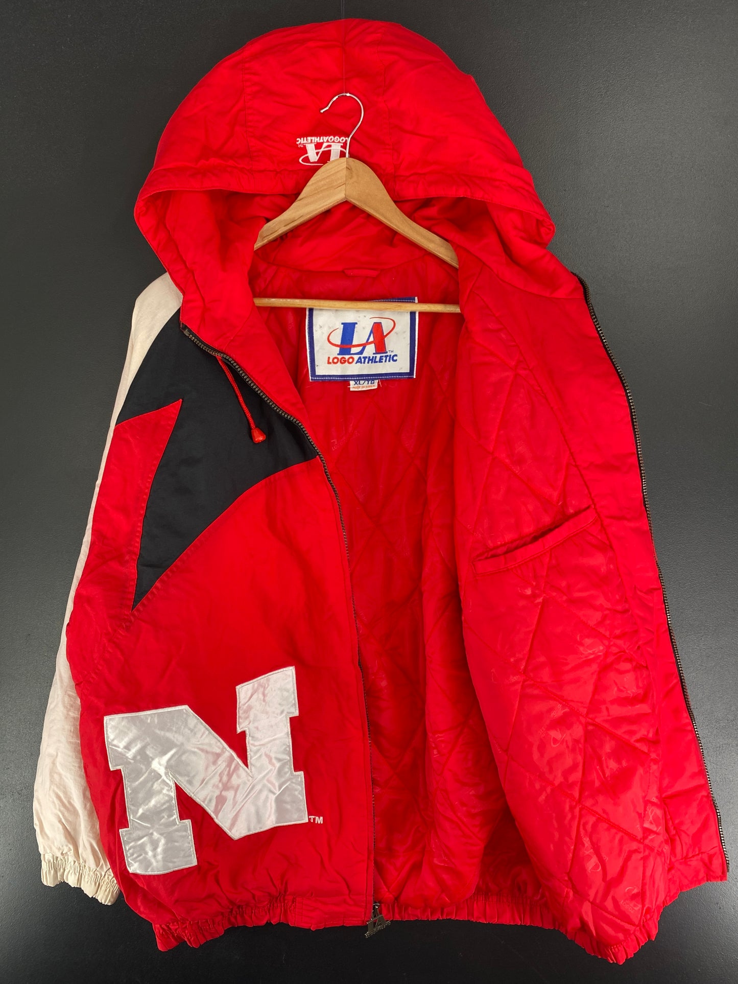 90’s NEBRASKA HUSKERS Size XL Padded Nylon Jacket / F4955J