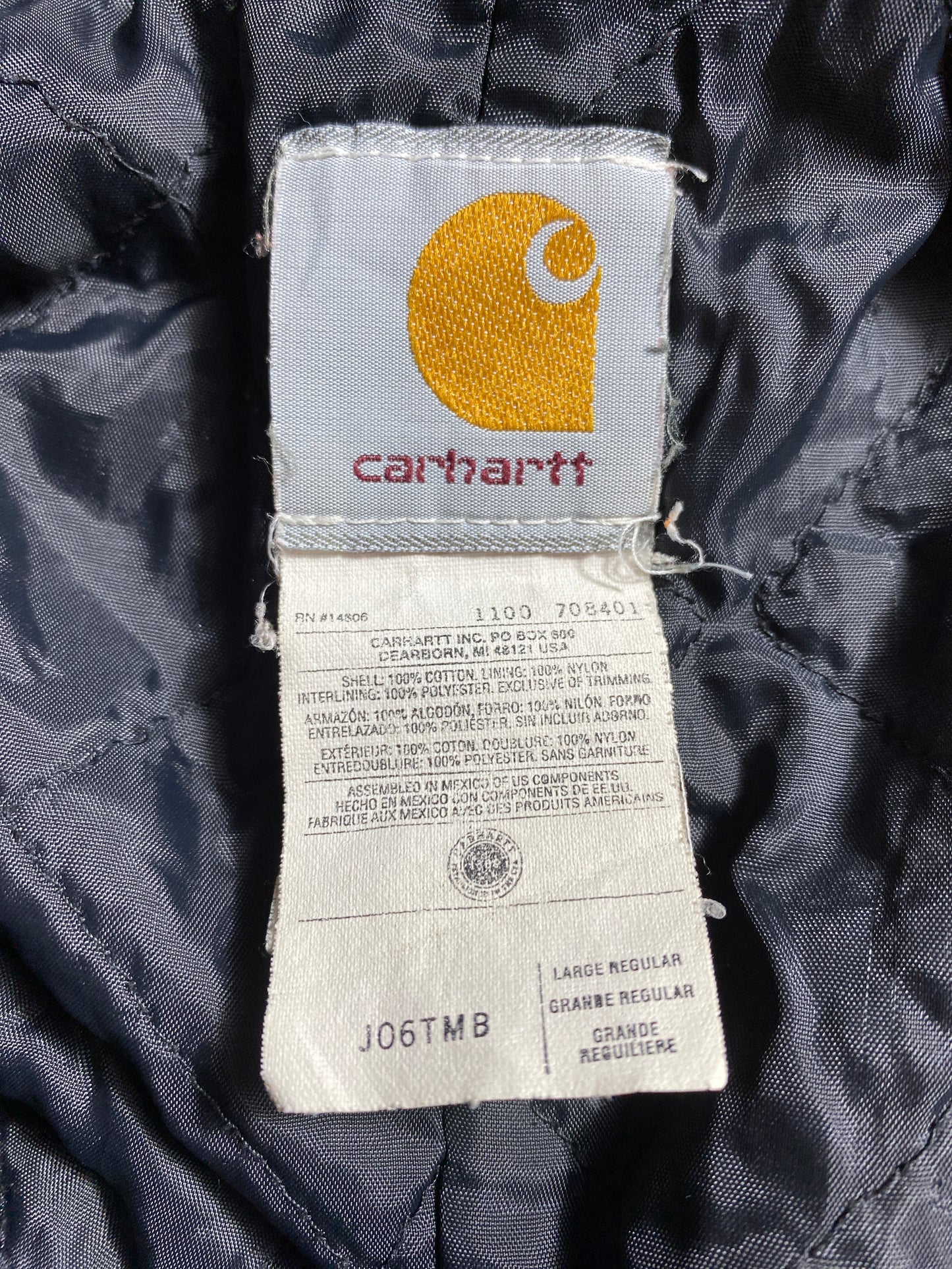 Vintage CARHARTT Size L Zip-Up Hoodie Duck Jacket / F5282J