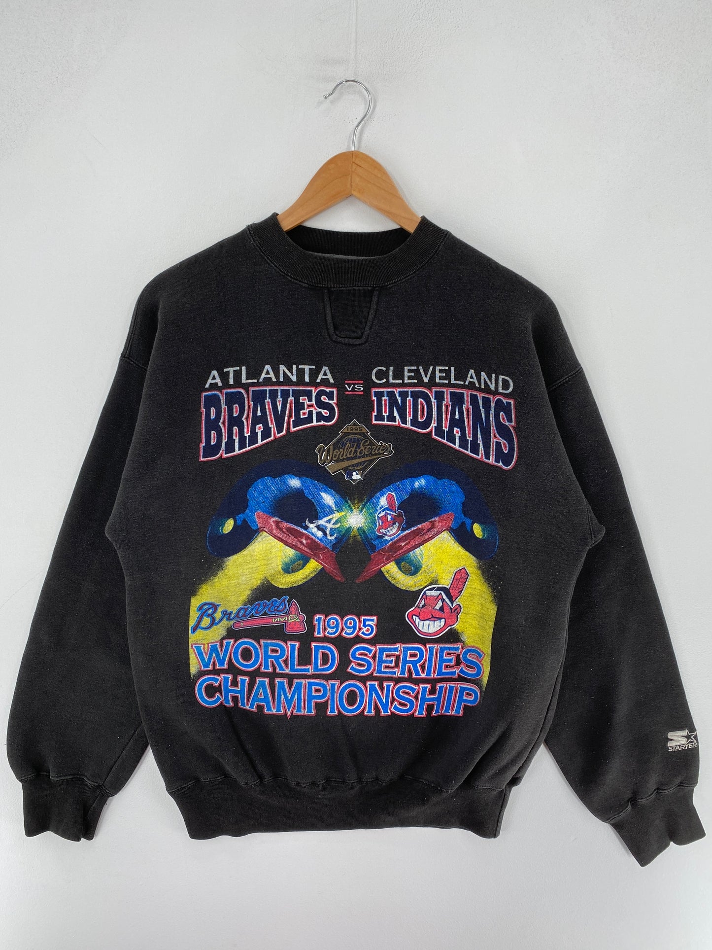 1995 STARTER x ATLANTA BRAVES CLEVELAND INDIANS Size M Vintage MLB Sweat-Shirt / F3967S