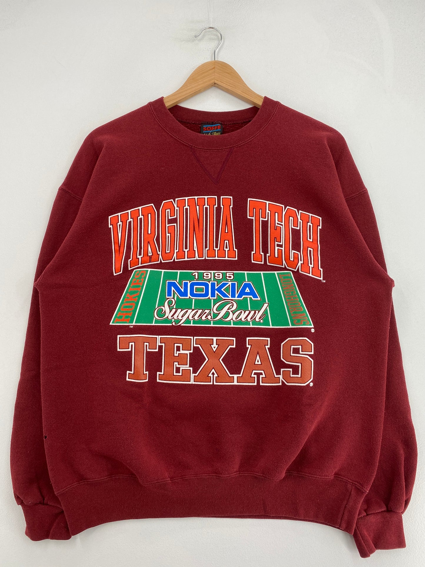1995 TEXAS VIRGINIA TECH Size L Vintage College Sweat-Shirt / G6132S