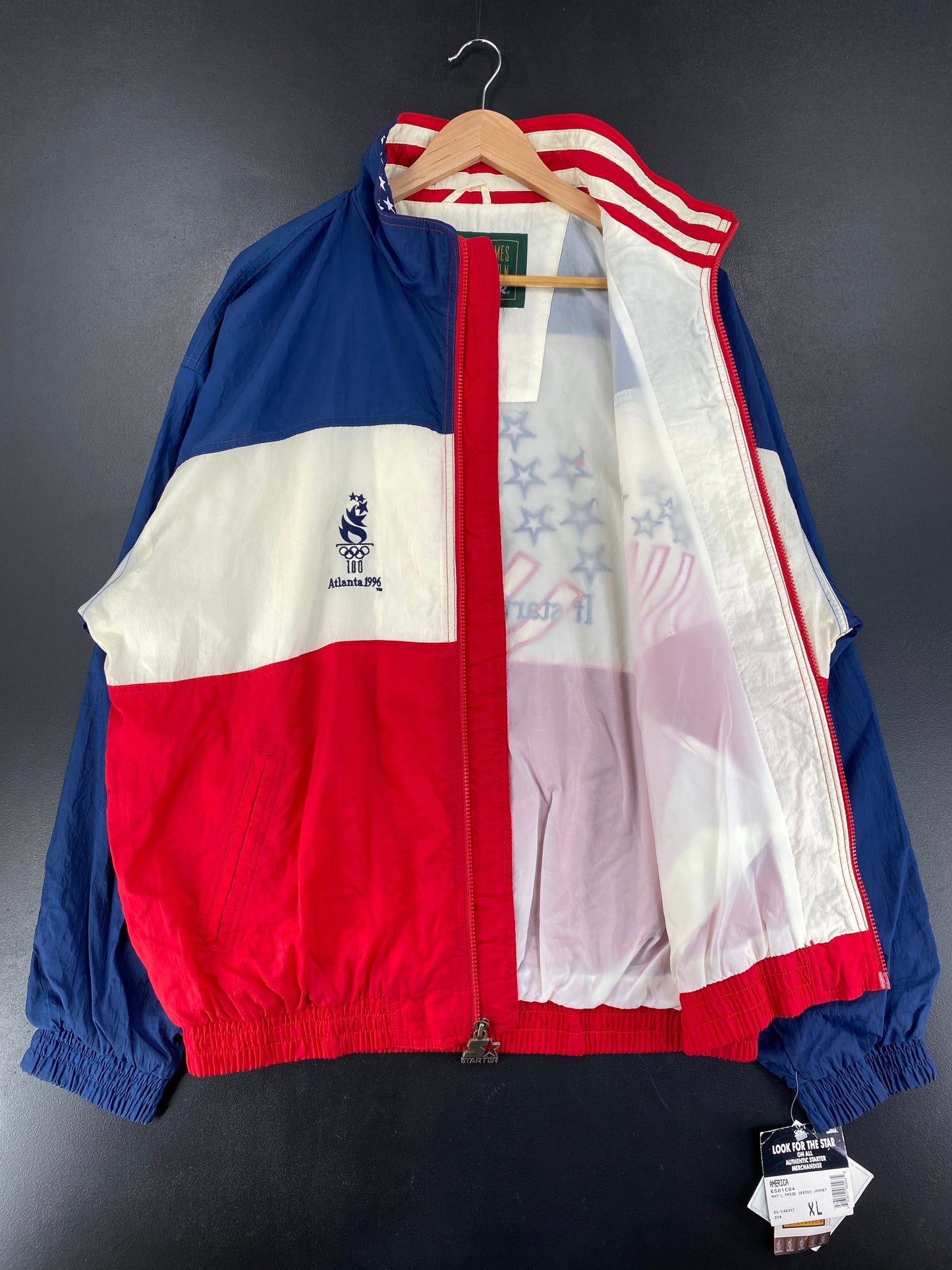 1996 Dead Stock STARTER x ATLANTA OLYMPIC Size XL Nylon Jacket/ F9407N