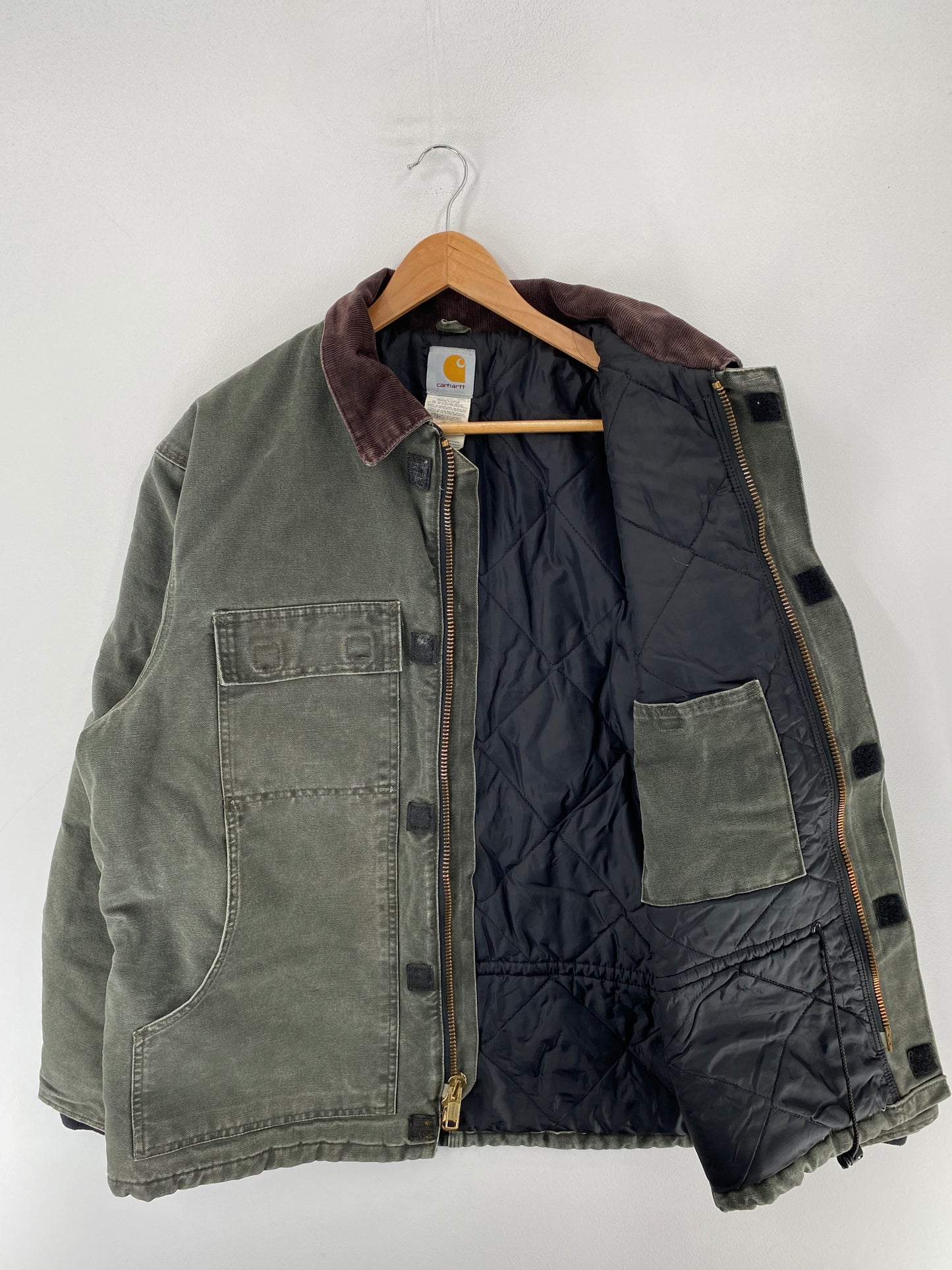 Vintage CARHARTT Size L Zip-Up Duck Jacket / F4987J
