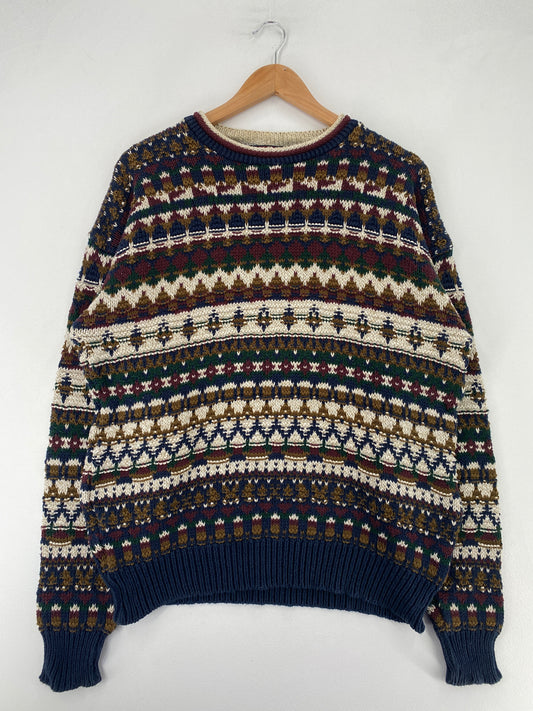 Vintage Cotton Knit Sweater Made in USA Size XL / G114K