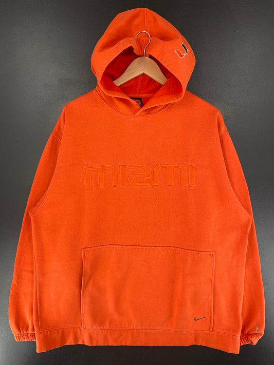 00' NIKE x MIAMI HURRICANES Size L Vintage College Hoodie Sweat shirt / G5955S