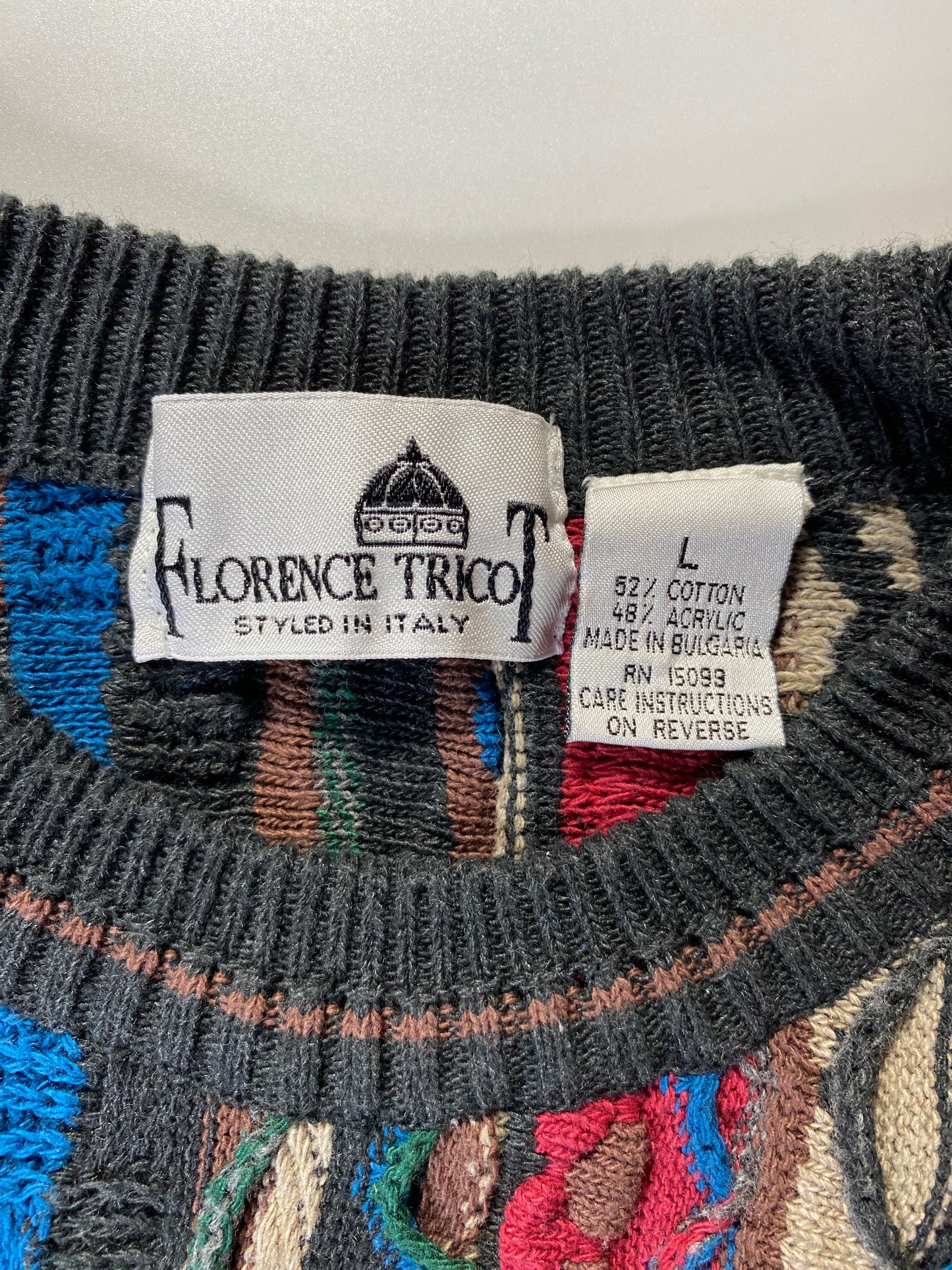 Vintage 3D COOGI-STYLE Size L Cotton Knit Sweater / F3420K