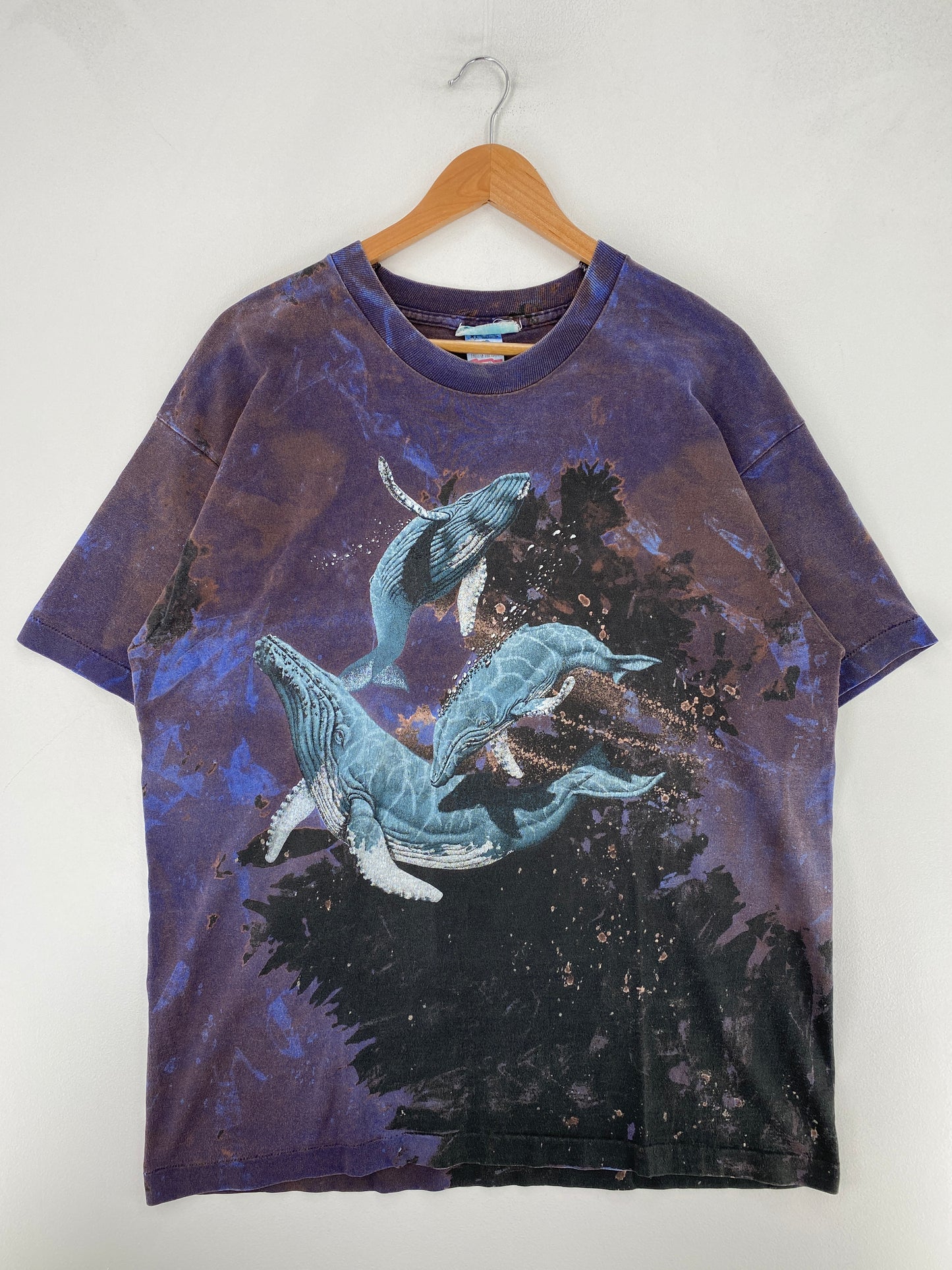 90’s WHALE TIE DYE Made in USA Size XL Vintage T-Shirts / G7158T
