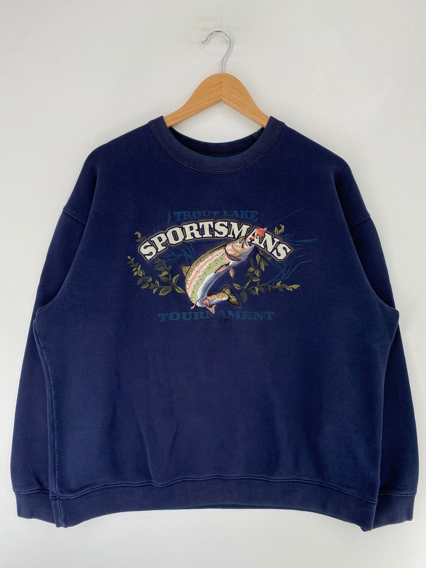 Vintage TROUT Size Approx.L Animal Sweat-Shirt / G6526S