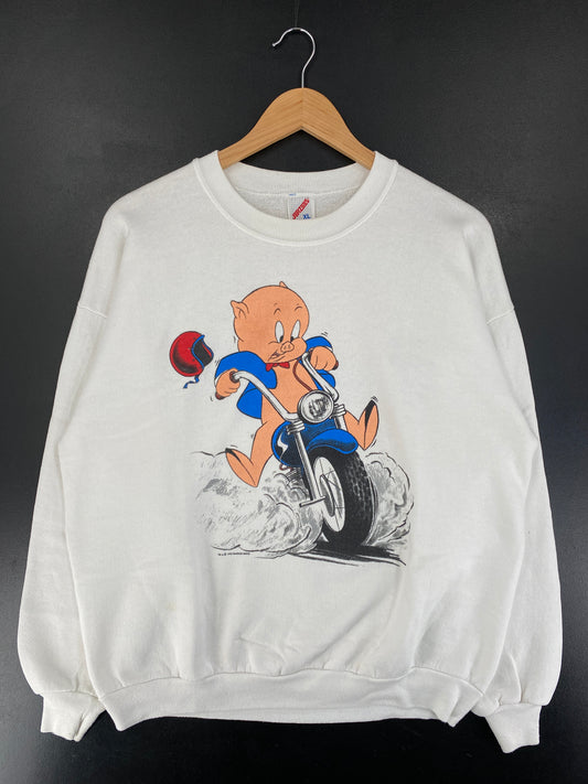 1993 LOONEY TUNES PORKY PIG Made in USA Size XL Vintage Sweat-shirt / F9660S