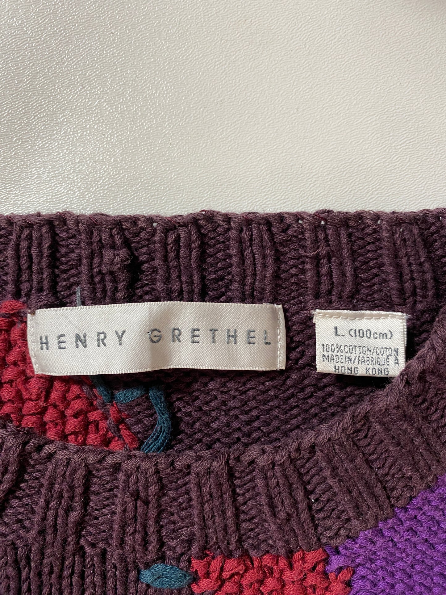 Vintage HENRY GRETHEL Size L Cotton Knit Sweater / G4507K
