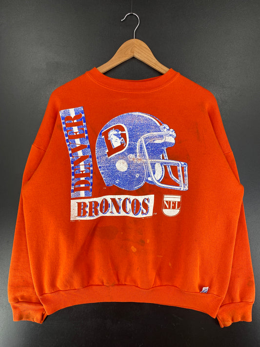 1990 DENVER BRONCOS Made in USA Size XL Vintage NFL Sweat-shirt / G4426S