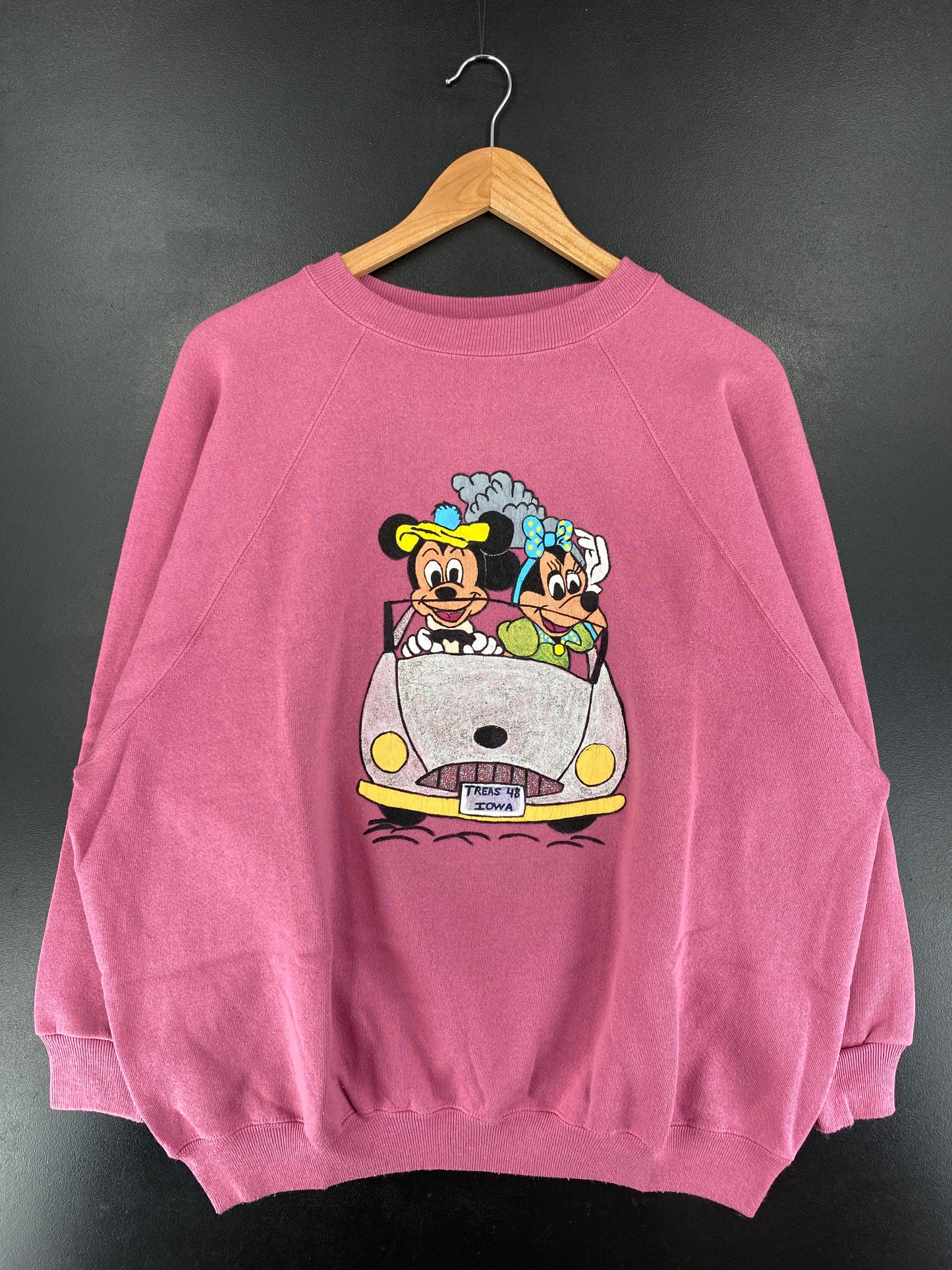 90’s Hand Painted MICKEY & MINNIE Size Ladies XXL Sweat-shirt / G50S