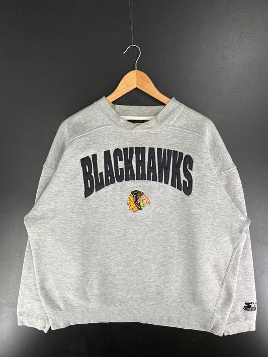 90’s STARTER x CHICAGO BLACKHAWKS Size XL NFL Sweat-Shirt / F4315S